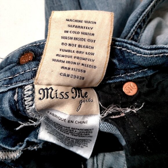 Miss Me Jeans Girls Size 7 Studded Rhinestones Whiskered KE8393C Crop Pants - Picture 6 of 16